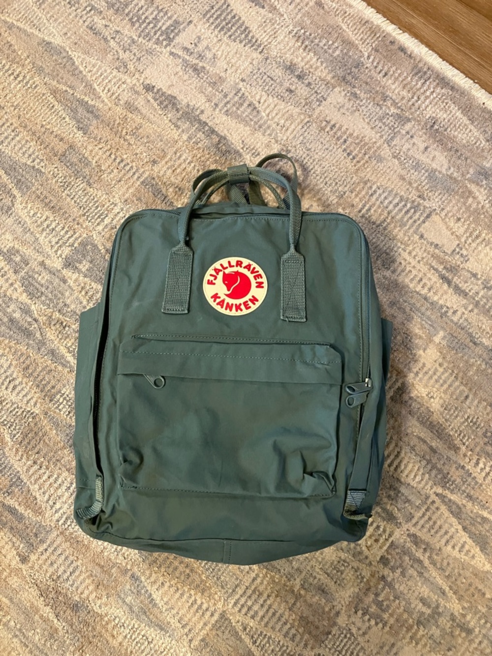 Fjallraven Kånken Backpack in Green with Red Logo